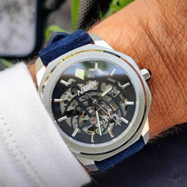 1a Nappey skeleton watch blue