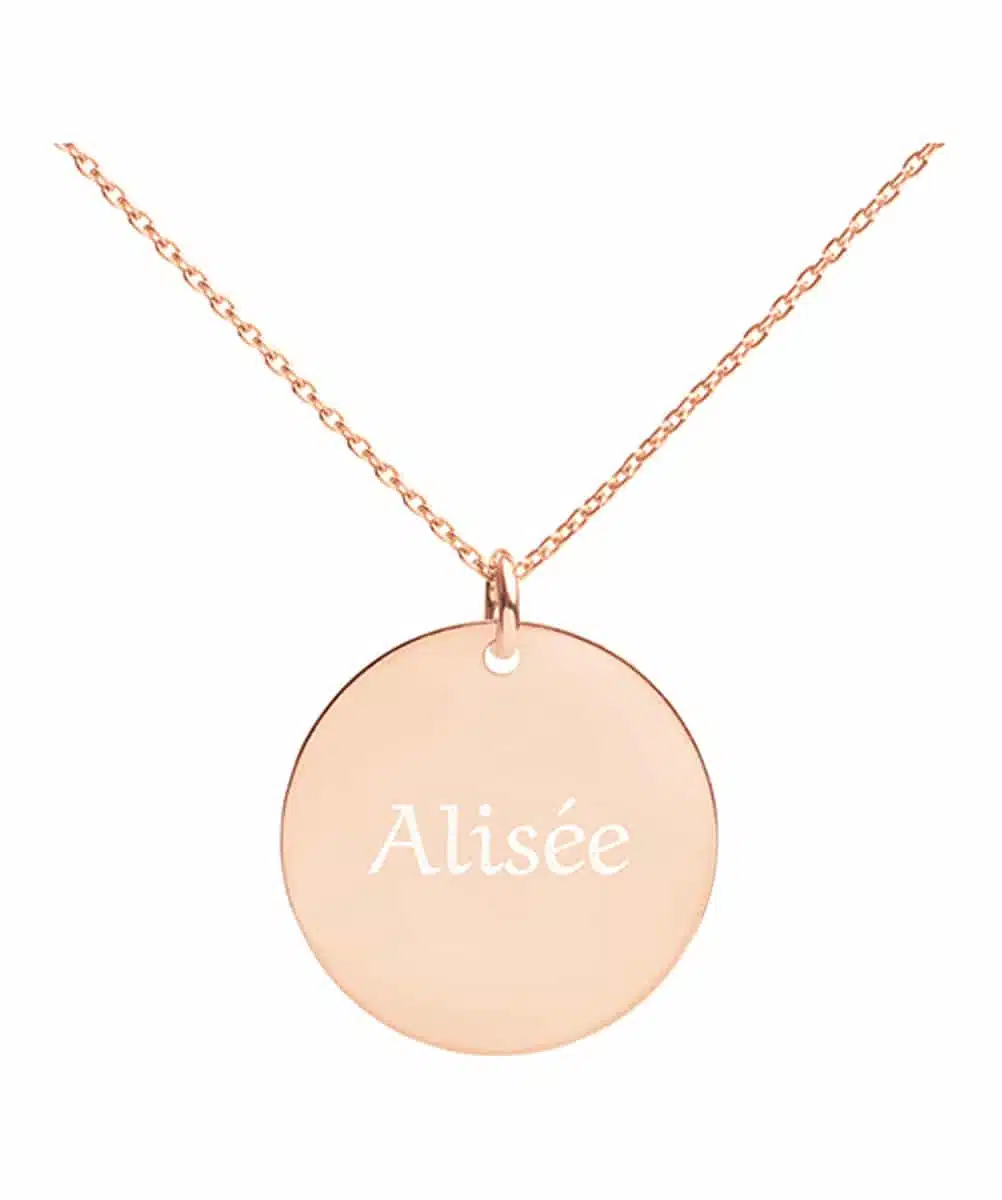 Collier disque en argent à graver personnalisable