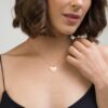 engraved silver heart chain necklace 18k rose gold coating womens 62a87ef1d365a