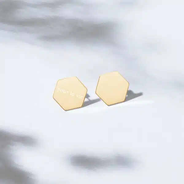 sterling silver hexagon stud earrings 24k gold both 62b43c343cc72