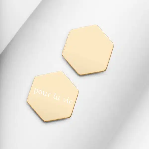 sterling silver hexagon stud earrings 24k gold both 62b43c343ceb6