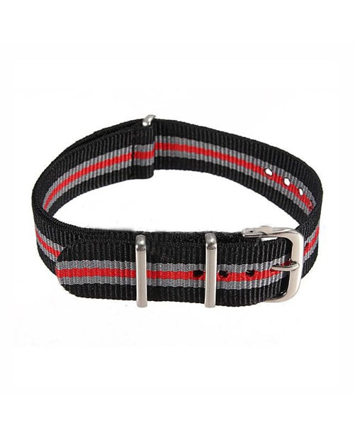 NATO NYLON NOIR GRIS ROUGE