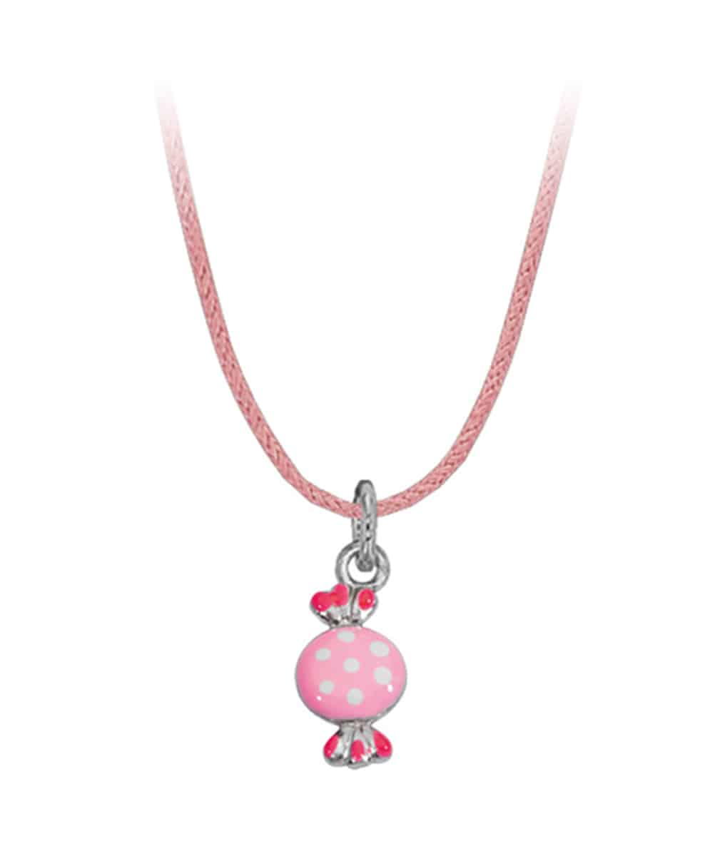 collier kim coton rose avec pendentif bonbon