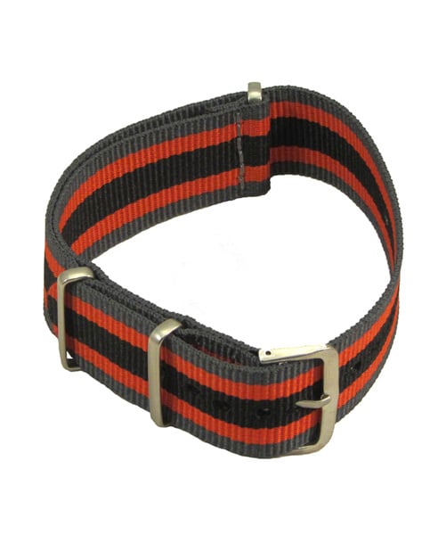 nato nylon gris rouge noir grey red black