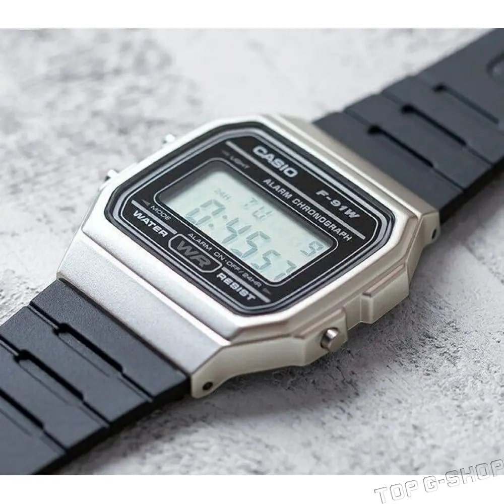 Montre Casio Retro Vintage Mixte Digital Gris F-91WM-7A