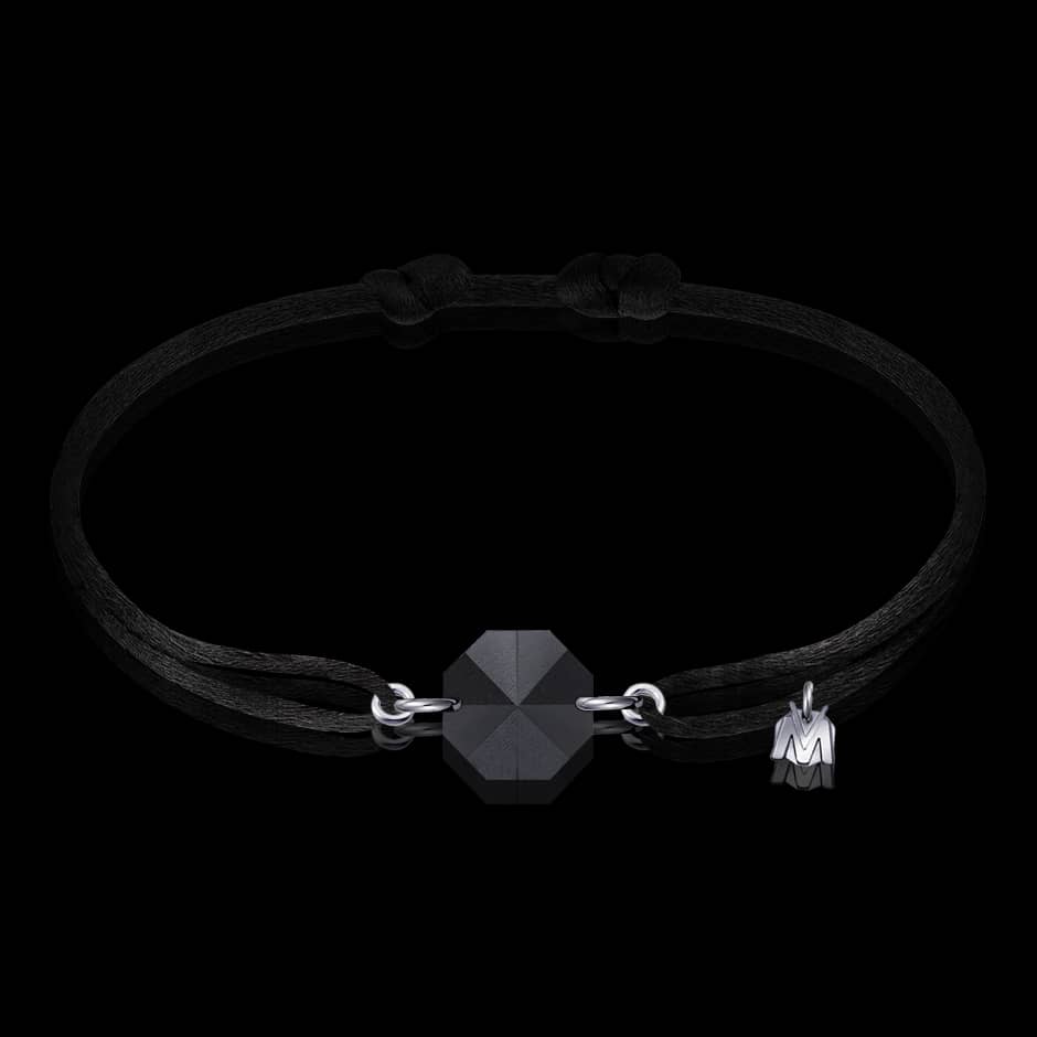 bracelet rock cristal noir homme