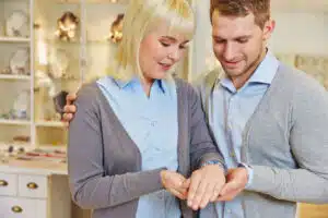Couple shopping in jewelry store