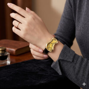 Conteenium Watch DALI ACIER DORE CUIR a